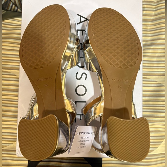 AEROSOLES Women's Cosmos Heeled Sandal Mirrored Silver Size 10 - Picture 10 of 10